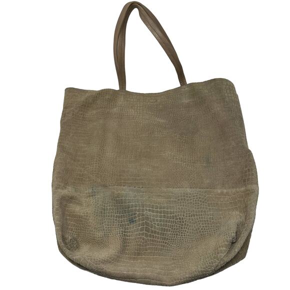 Day Birger Et Mikkelsen Large Suede Leather Tote Bag Embossed Greige *FLAWS READ - Picture 5 of 7